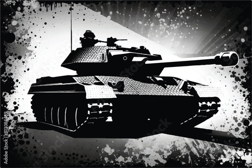 Black and white Military tank silhouette. Tank war army silhouettes set. Military Vehicle. Tank logotype. Black and white tank icon.