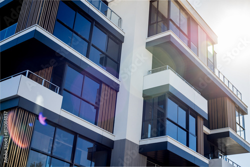 Abstract fragment of contemporary architecture. Residential area in the city  modern apartment buildings