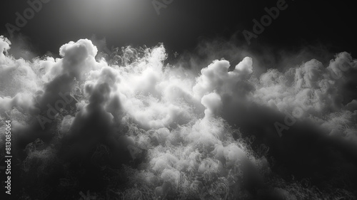 .Fog mist haze smoke on black background photo