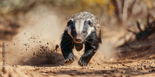 honey badger against the background of summer African nature photo