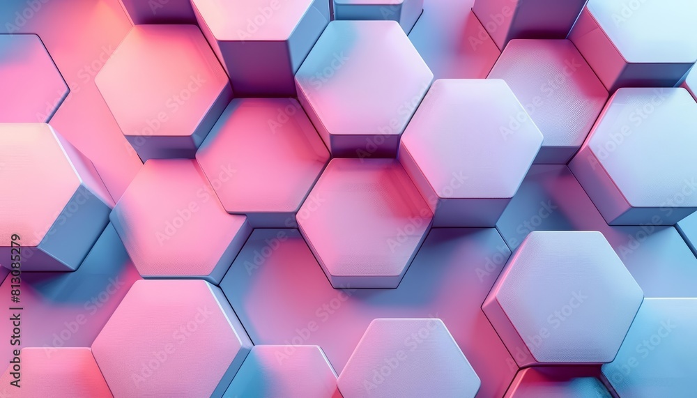 Background of hexagons pattern enlivens the space with its blue and pink gradient geometric shape, offering a vibrant look, Sharpen 3d rendering background Background of hexagons pattern enlivens the space with its blue and pink gradient geometric shape, offering a vibrant look, Sharpen 3d rendering background