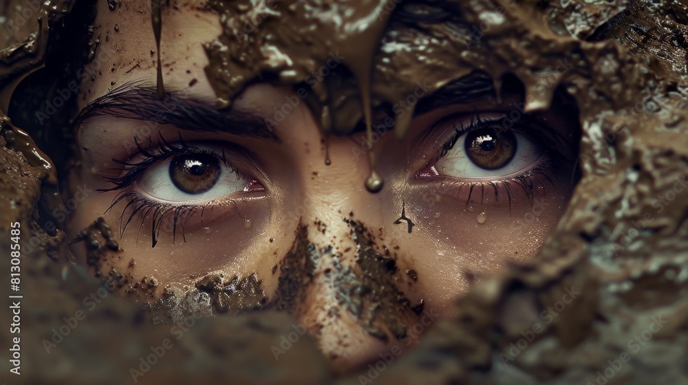Womans Face Emerging From Mud Womans Face Emerging From Mud