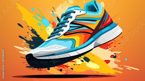 Running shoes flat design top view marathon
