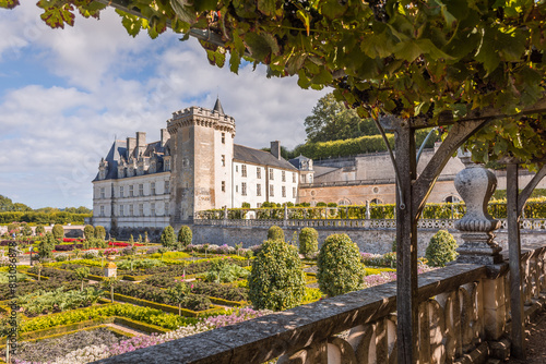 Tableau sur toile Scenic view of the castle of Villandry and its spectacular gardens in Loire Vall