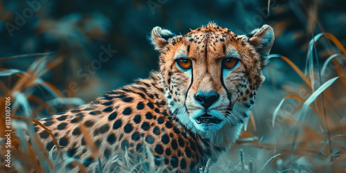cheetah against the background of summer African nature