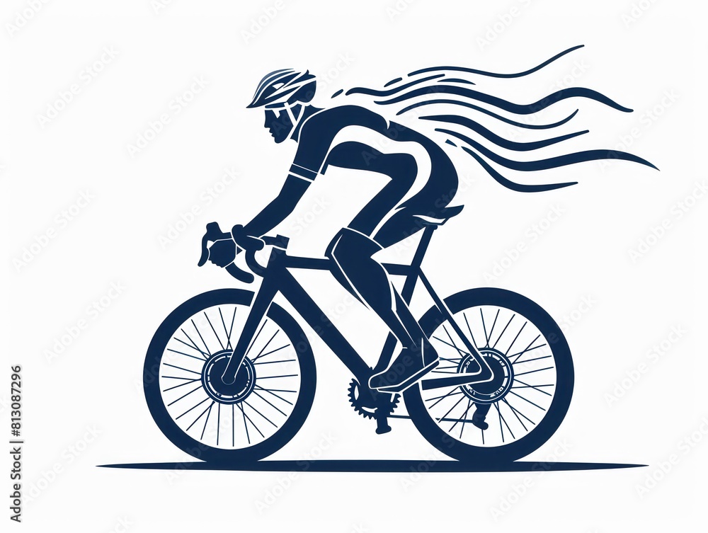 A graphic depicting a cyclist riding a bicycle, emphasizing sporty elegance and motion A graphic depicting a cyclist riding a bicycle, emphasizing sporty elegance and motion