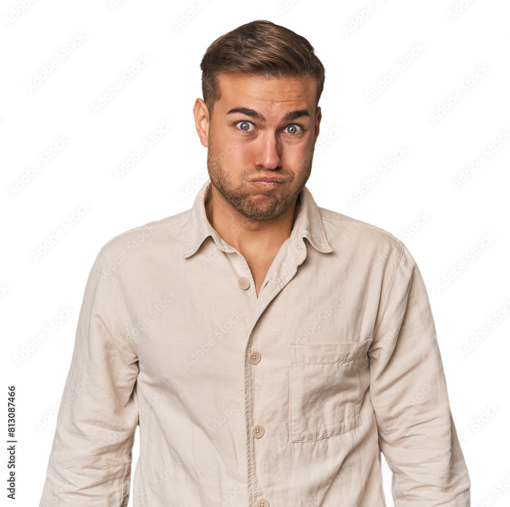 Young Caucasian man in studio Young Caucasian man in studio