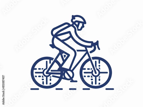 A graphic depicting a cyclist riding a bicycle, emphasizing sporty elegance and motion © MADGALLERY