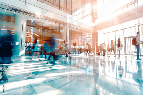 Mouvement des gens dans le hall d'un centre d'affaires
