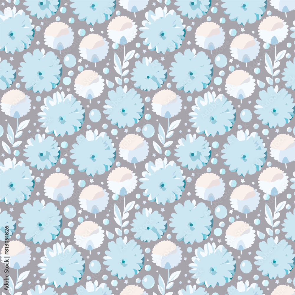 Flower pattern with leaves. Floral bouquets flower compositions. Floral pattern
