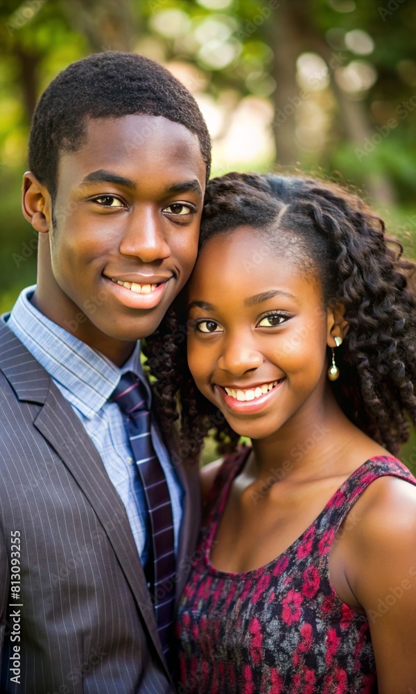 Portrait of a smiling young African American couple. Portrait of a smiling young African American couple.