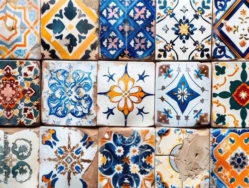 mediterranean tiles isolated on white background
