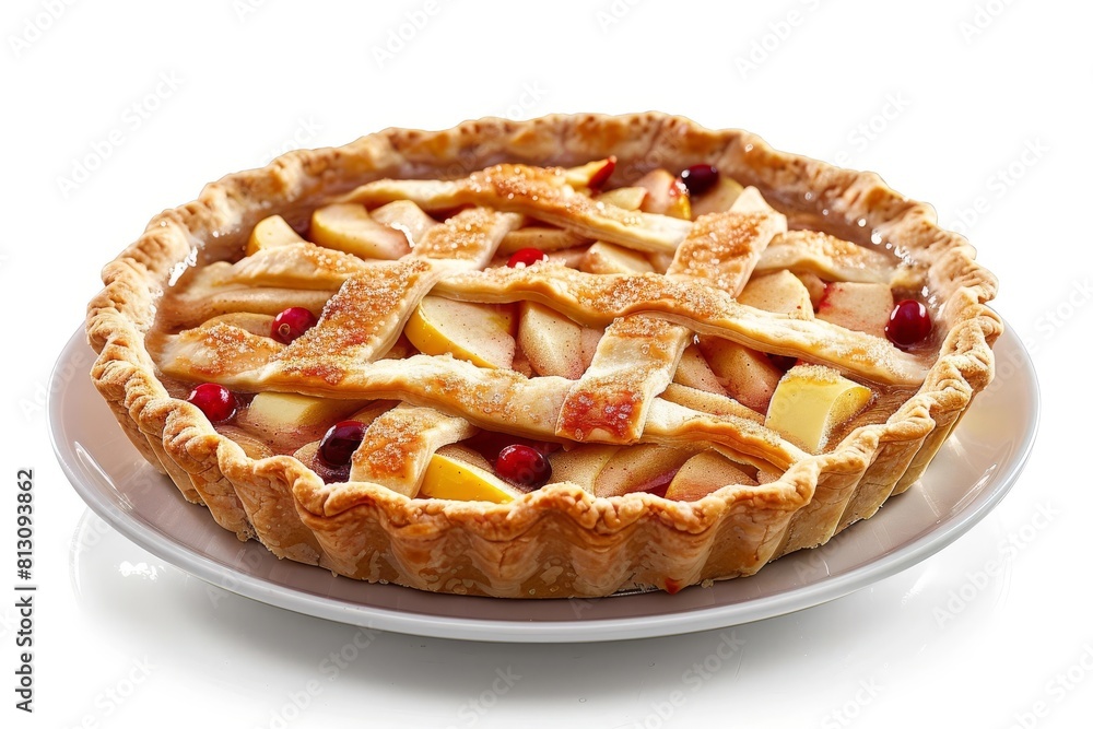 Autumnal Delight: Apple Cranberry Pie with Lattice Crust Autumnal Delight: Apple Cranberry Pie with Lattice Crust