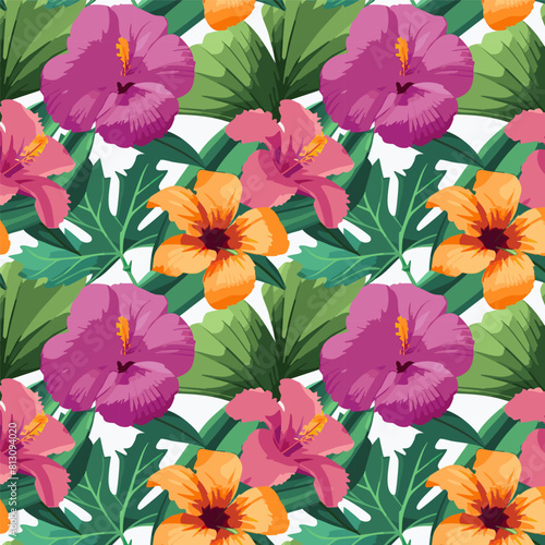 Flower pattern with leaves. Floral bouquets flower compositions. Floral pattern