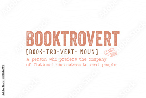 Booktrovert Reading Book typography T shirt design