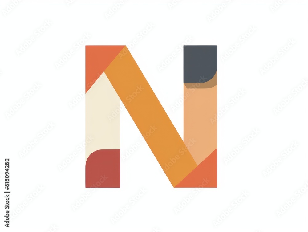 N, icon logo design,color, white background 