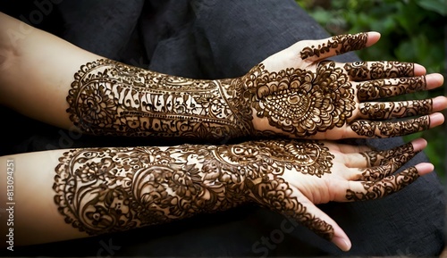 henna mehendi design Indian pakistani Asian bridel Indian and Arabic mehndi design photo
