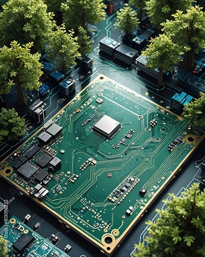 Biomechanical technology electronic board with biological elements