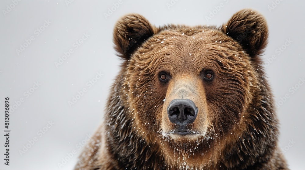 Fototapeta premium portrait of a brown bear on a gray background
