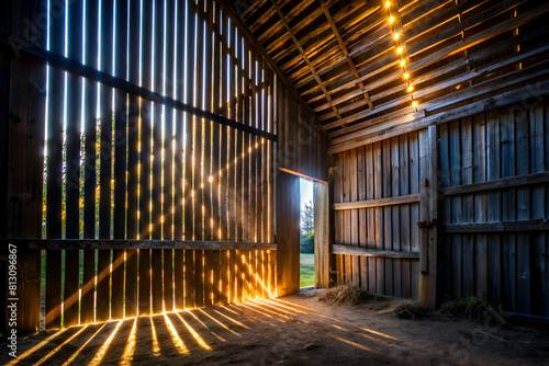 Light Streaming Through Old Barn Slats photo