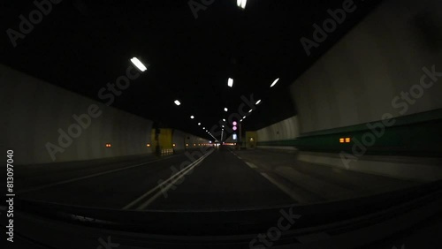 Night drive in the tunnel