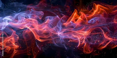 Fiery Abstract: Redorange Fire Embers on Black Background. Concept Abstract Art, Fire Embers, Red-Orange Colors, Black Background, Fiery Patterns