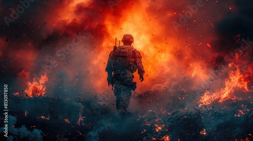 Under Cover of Darkness: Soldiers Execute Daring Nighttime Operations Amidst the Chaos of Battlefield Smoke and Explosions, Facing High-Risk Military Challenges photo