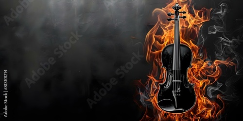 Dark background with burning violin modern graphics for classical music album cover. Concept Classical Music, Album Cover Design, Modern Graphics, Burning Violin, Dark Background