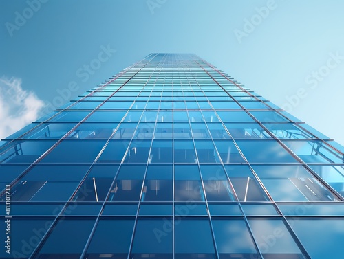 glass skyscraper against the clear blue sky  symbolizing innovation and modernity in business