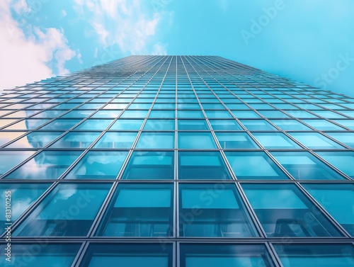 glass skyscraper against the clear blue sky  symbolizing innovation and modernity in business
