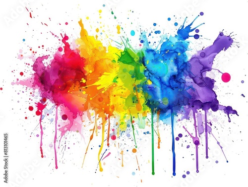 colors ink splatter on white background