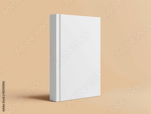 cover book mockup, white blank hardcover closed standing book