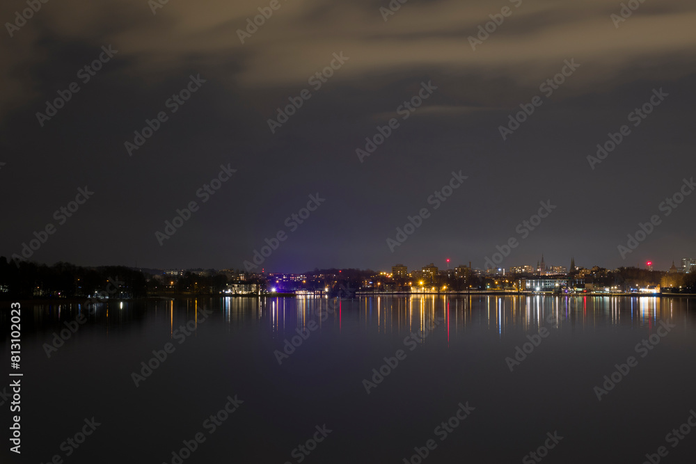 Fototapeta premium Night view of the Olsztyn city