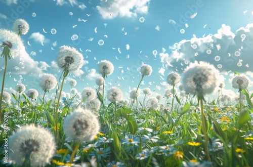 Dandelions Dancing in Wind