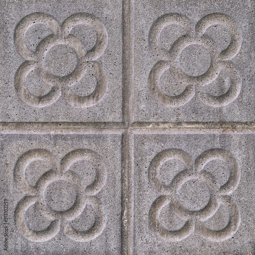 Background with Barcelona panots or Barcelona flowers, typical modernist tiles of the pavement on Barcelona streets