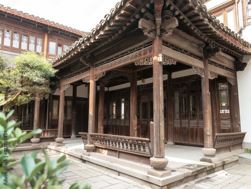 chinese wood house, ancient architecture