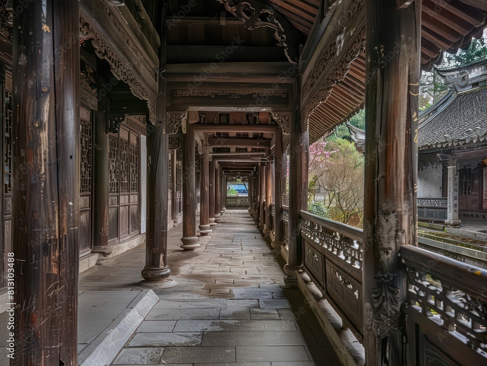 chinese wood house, ancient architecture