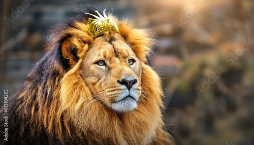 Leão usando uma coroa