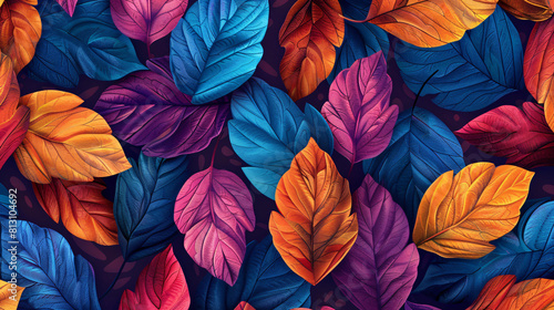 Wallpaper Mural illustration seamless pattern colorful leaves Torontodigital.ca