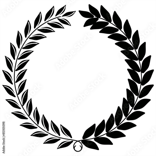 illustration of a minimalist silhouette and stamp of rice stalks that form a curve as a round frame