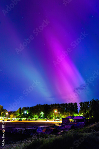 фотографія the unusual astronomy event, Aurora Northern Light in Downtown center of Caversh