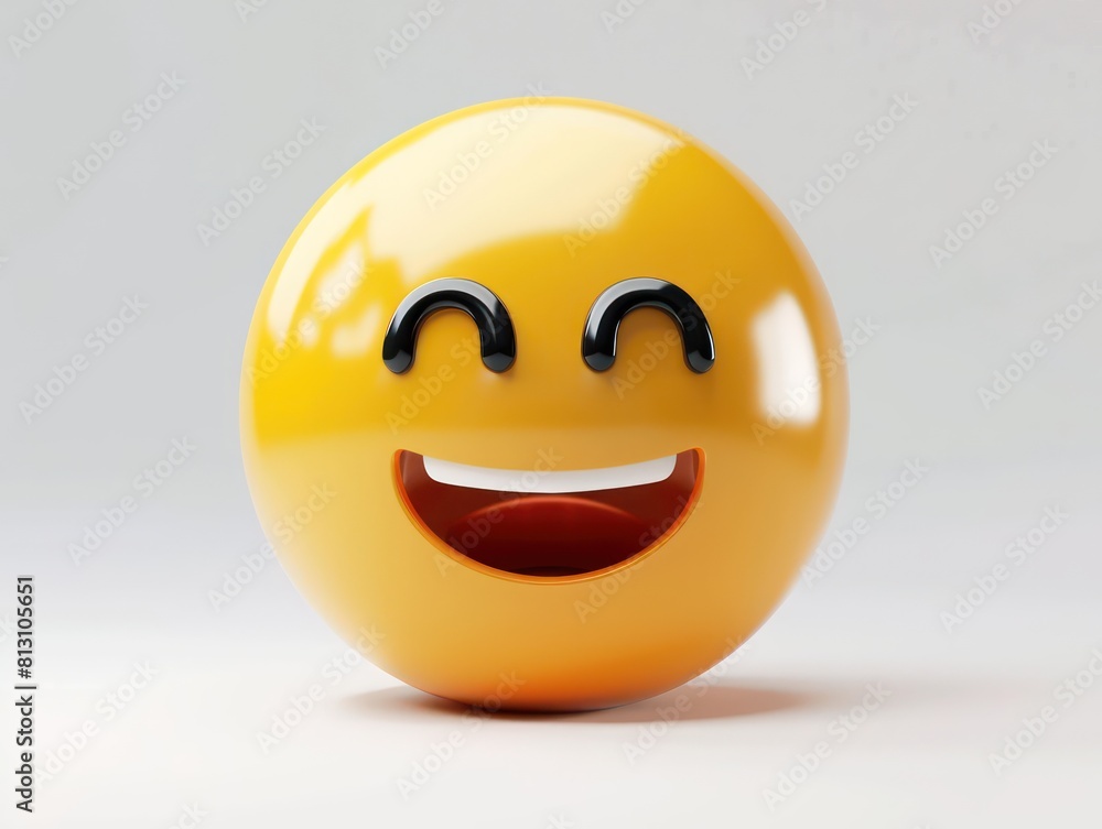 happy yellow 3d emoji, white background happy yellow 3d emoji, white background