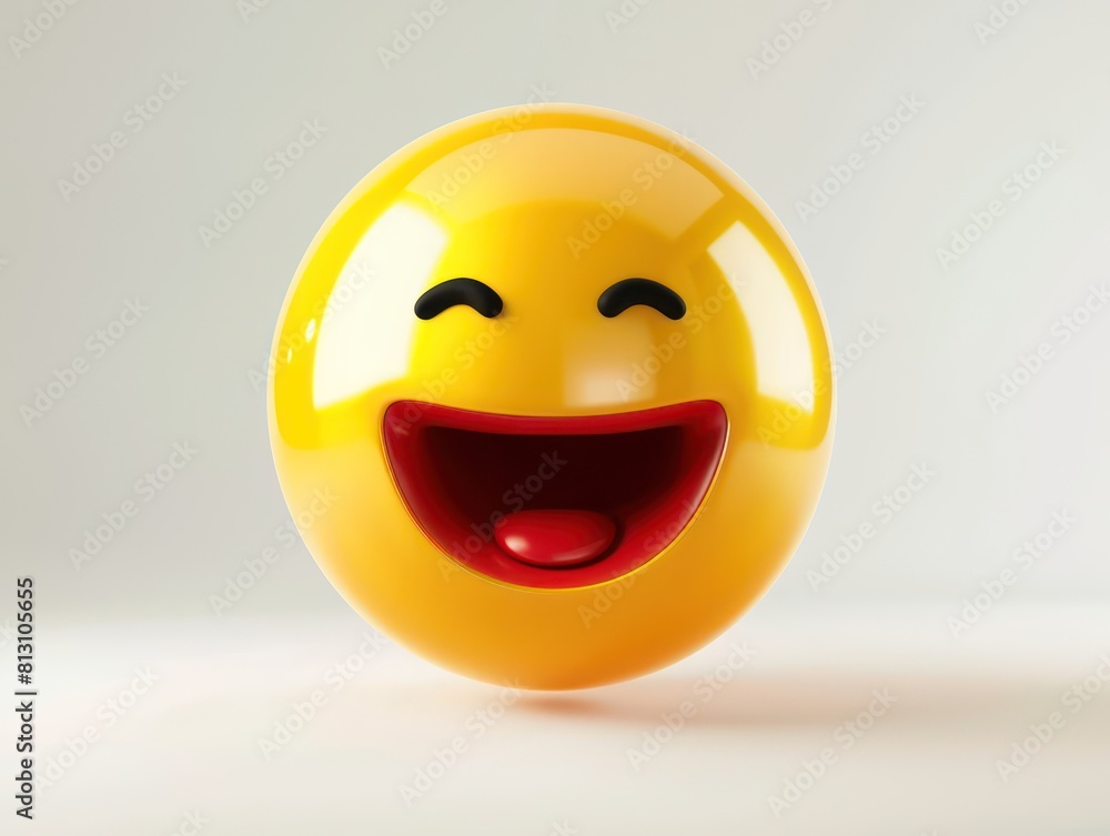Fototapeta premium happy yellow 3d emoji, white background