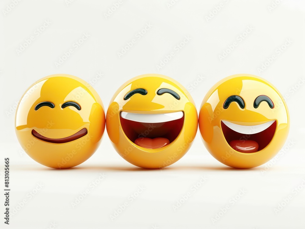 happy yellow 3d emoji, white background happy yellow 3d emoji, white background