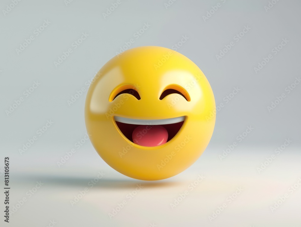 happy yellow 3d emoji, white background happy yellow 3d emoji, white background