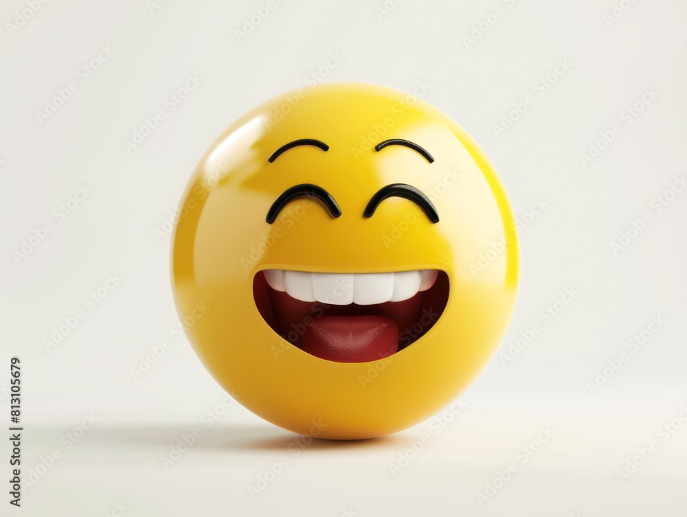 Fototapeta premium happy yellow 3d emoji, white background