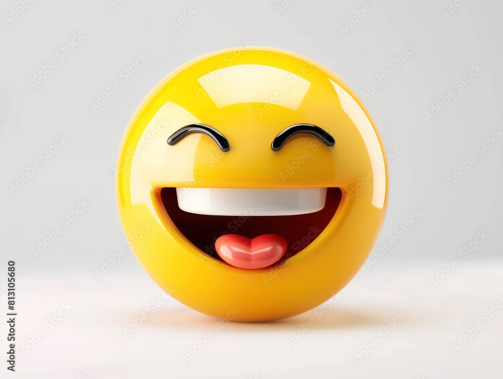 Fototapeta premium happy yellow 3d emoji, white background