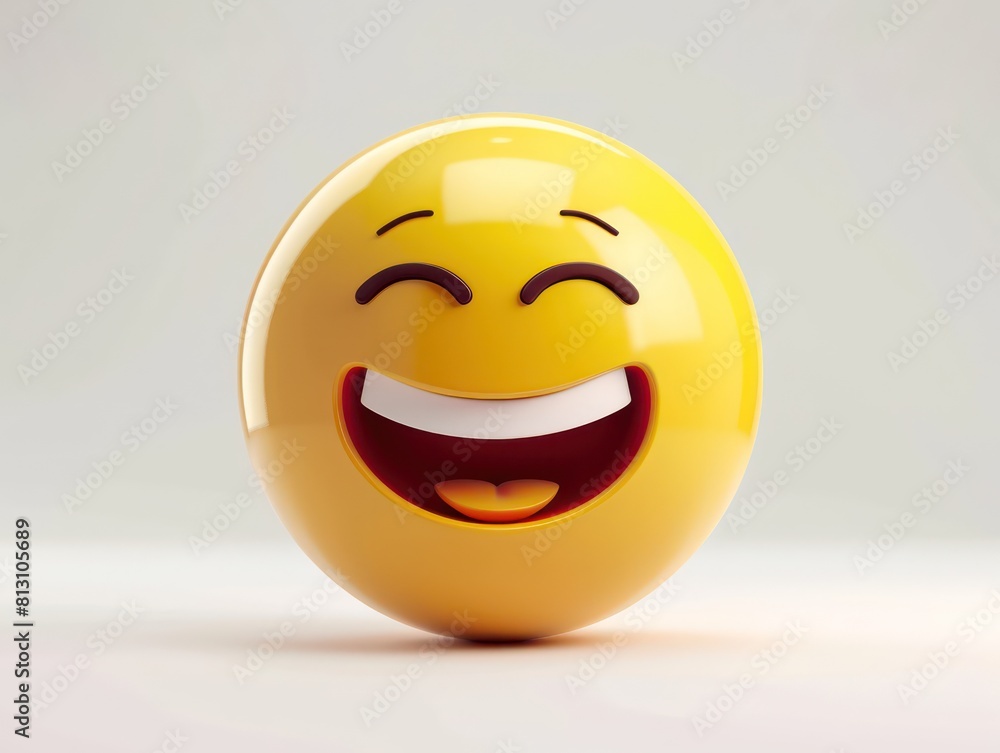 happy yellow 3d emoji, white background happy yellow 3d emoji, white background