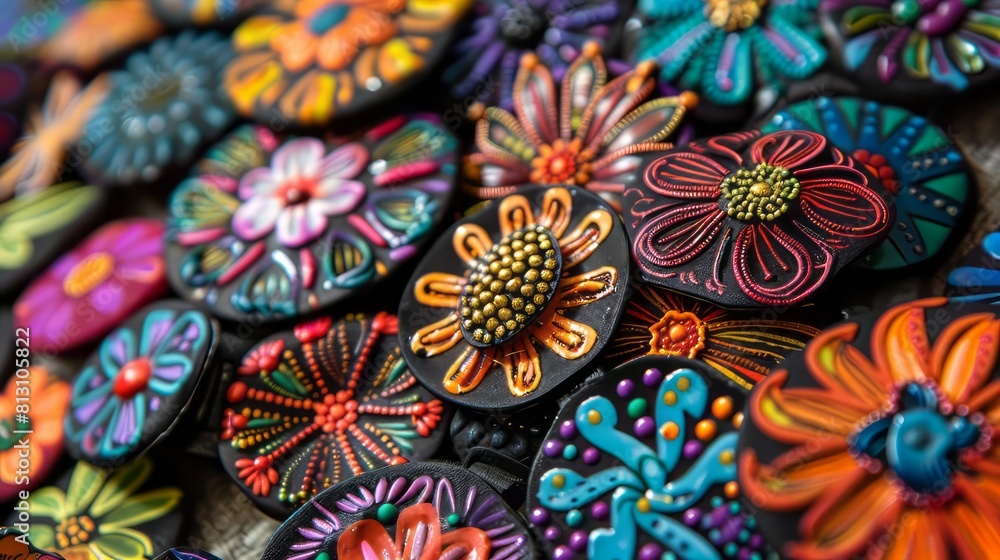 Vibrant Hand-Painted Brooches Vibrant Hand-Painted Brooches