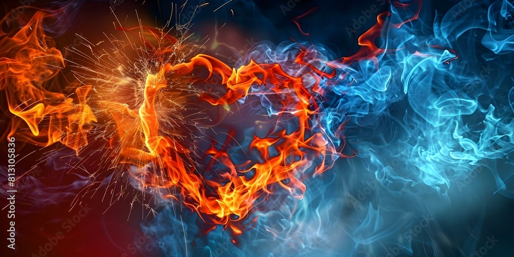 Fototapeta premium Heart-shaped Firework Display for Valentine's Day. Concept Valentine's Day, Firework Display, Heart-shaped, Romantic Celebration